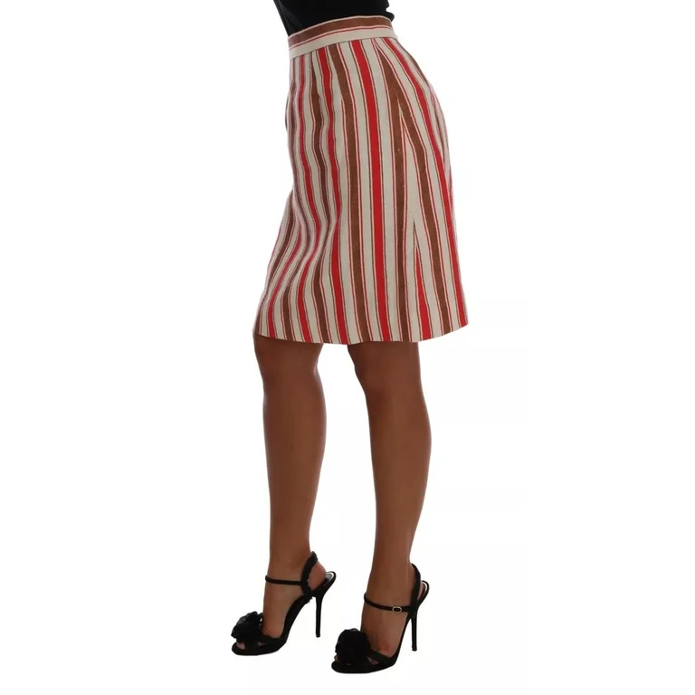Dolce & Gabbana Multicolor Portofino Stripes Cotton Midi Skirt - Women
