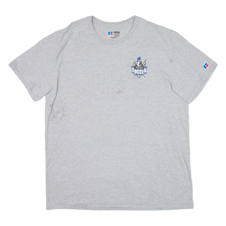 RUSSELL ATHLETIC Soccer Mens T-Shirt Grey USA XL