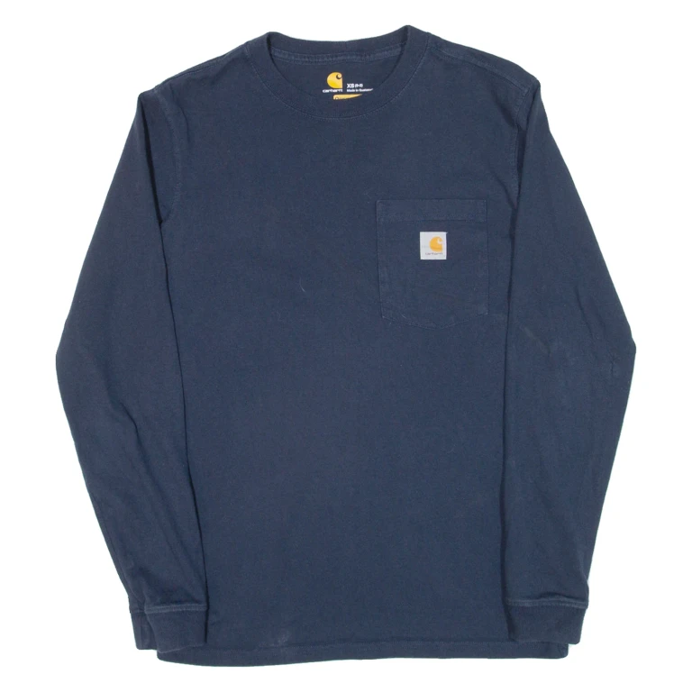 CARHARTT Womens T-Shirt Blue Long Sleeve XS