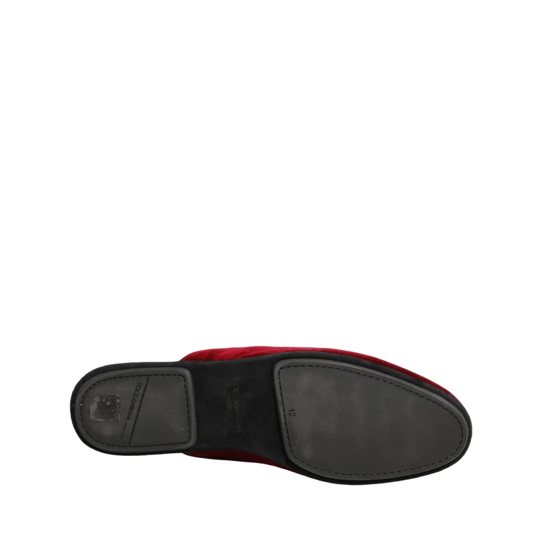 Dolce & Gabbana Red Suede Slides Flat Slipper Men Shoes Capra (suede) - Men