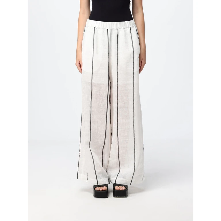 High-Waisted Striped Linen Blend Palazzo Trousers (M6EC01R1810)