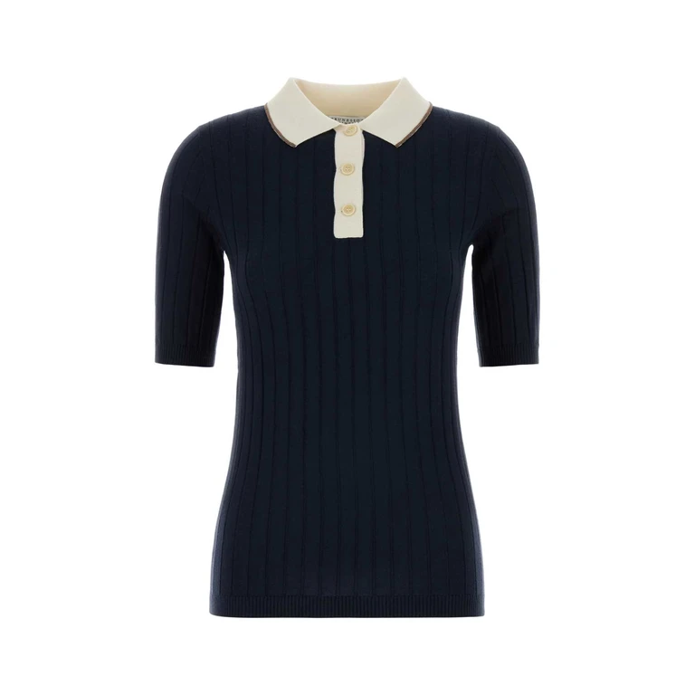 Navy Blue Wool Blend Polo Shirt Cnd78 Maglie - Women