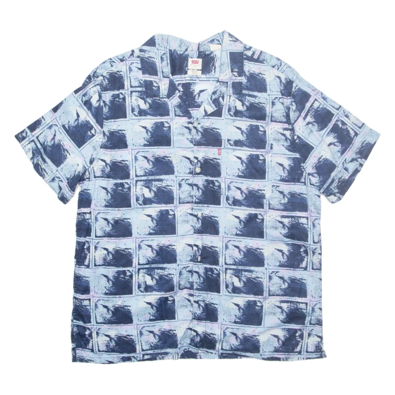 LEVI'S Mens Shirt Blue Crazy Pattern Long Sleeve M