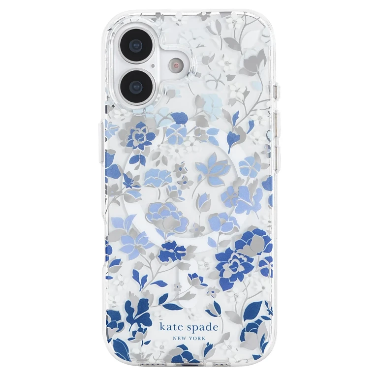 new york iPhone 17 Case - Compatible with MagSafe - Designer Phone Case - Flowerbed Blue Gems