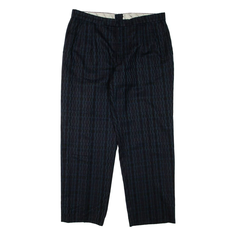 Check Mens Trousers Green Regular Tapered W34 L30
