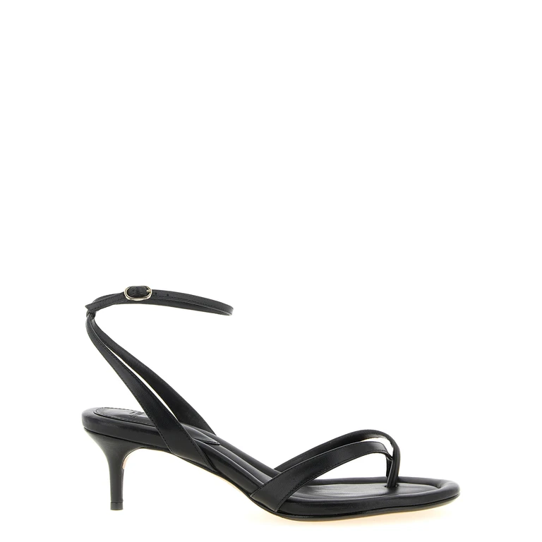 Black Cowhide Stiletto Heel Sandals - Women
