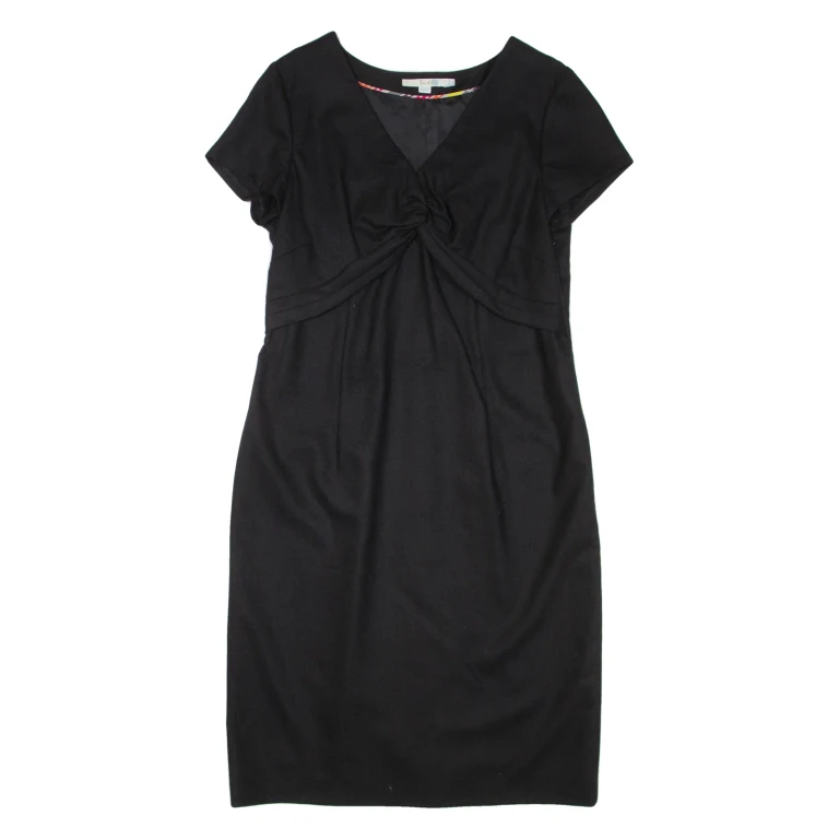 BODEN Womens Pencil Dress Black Wool Short Sleeve Knee Length UK 12