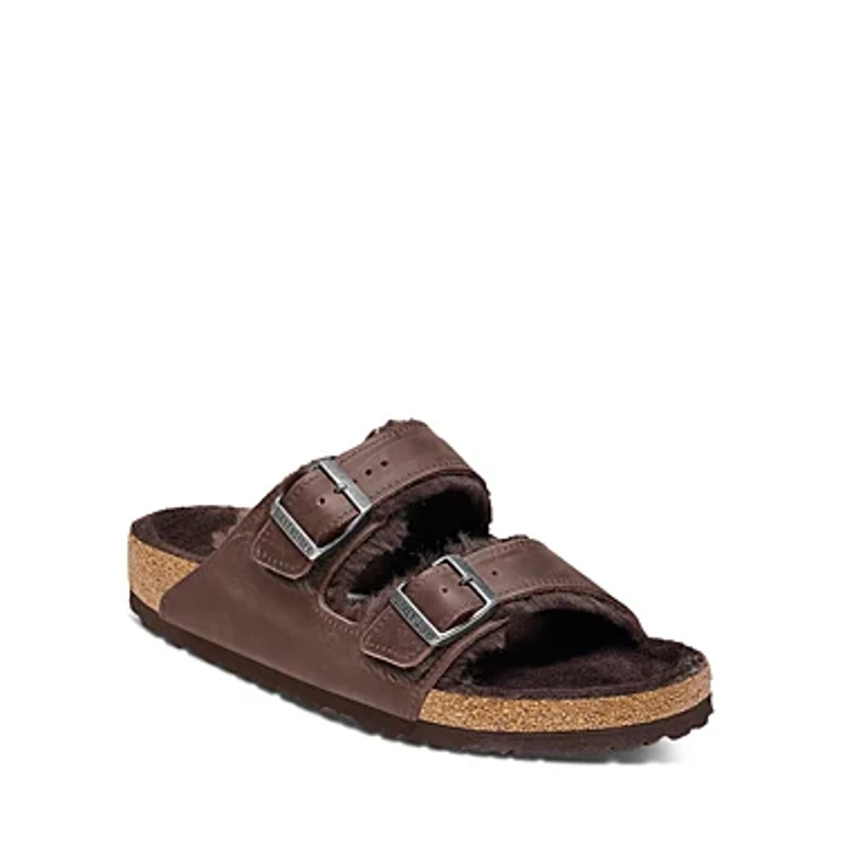 Arizona Shearling Waxy Leather Oiled Sandals Regular