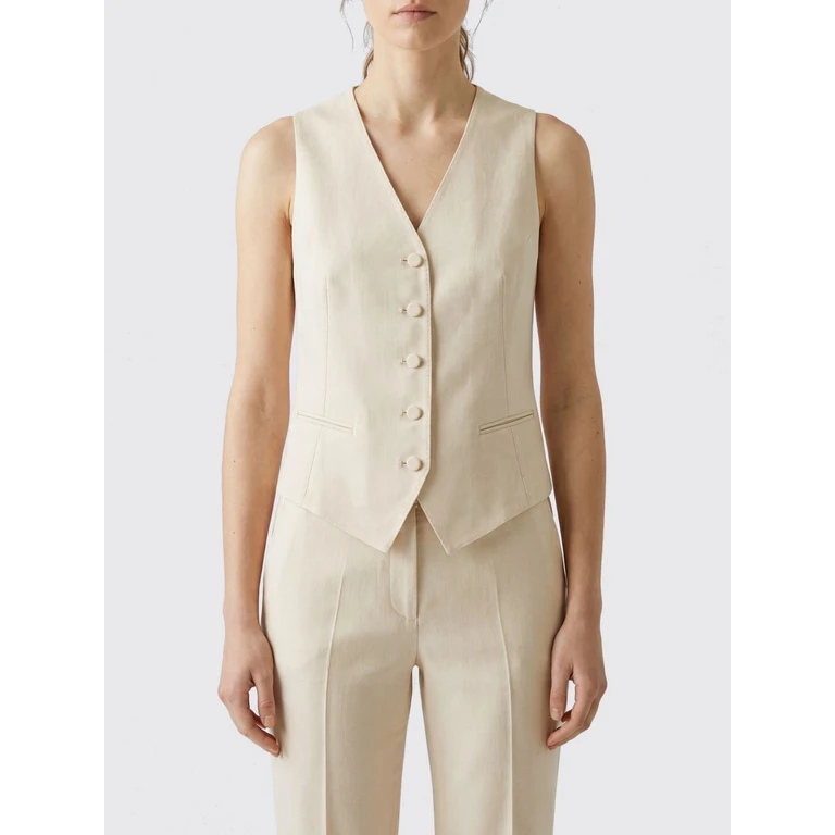 Single-Breasted Slim Fit Tailored Linen Waistcoat (GAIL340021EA959299)