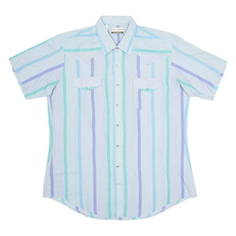 CARMAN Mens Shirt Blue Striped XL