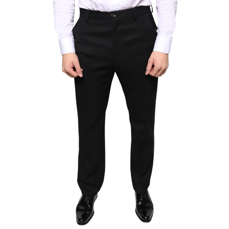 Dolce & Gabbana Black Wool Skinny Men Dress Pants Elastane - Men