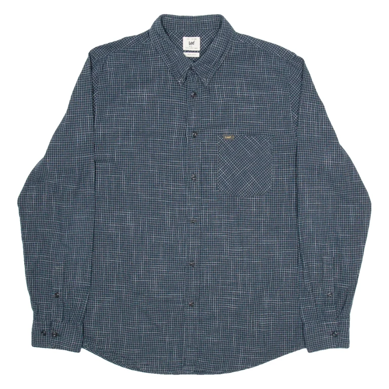 LEE Mens Shirt Black Check Long Sleeve L