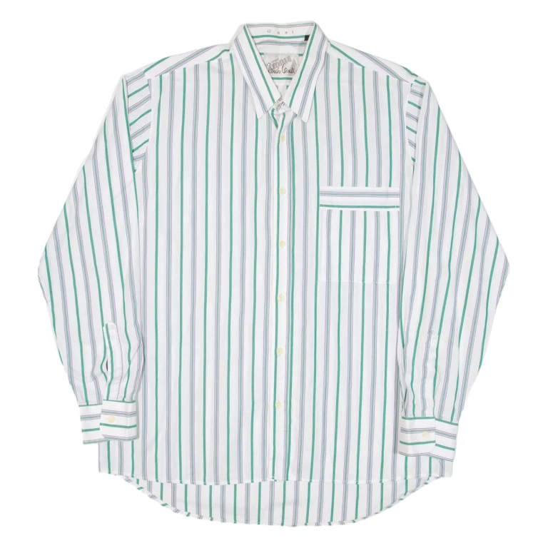 Mens Shirt White Striped Long Sleeve XL