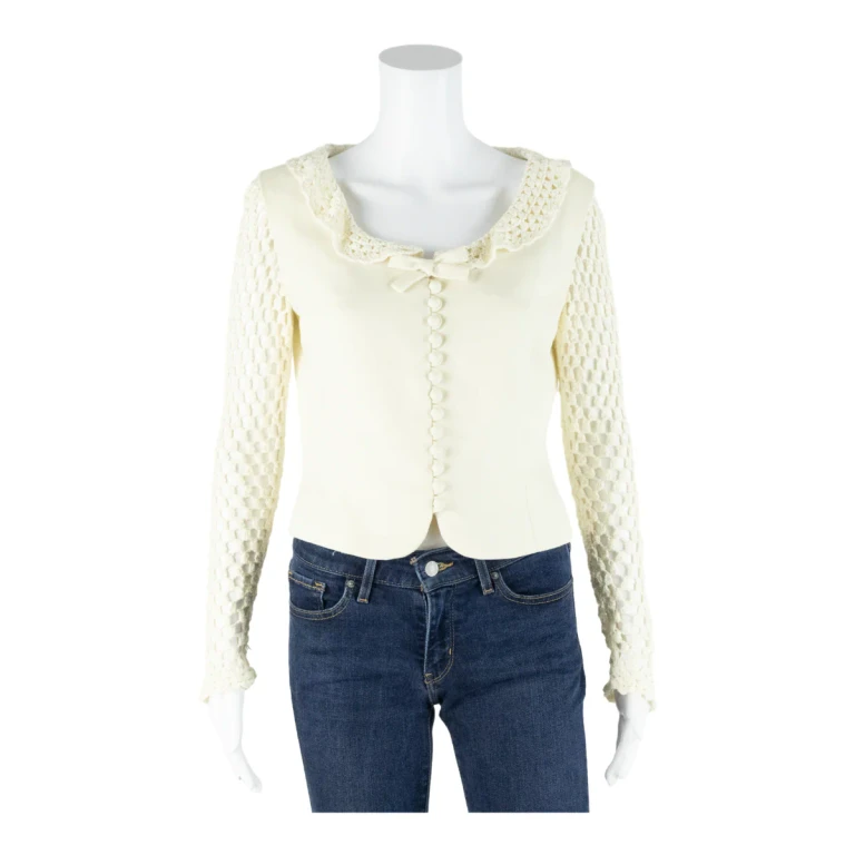 Womens Blouse Cream Long Sleeve M