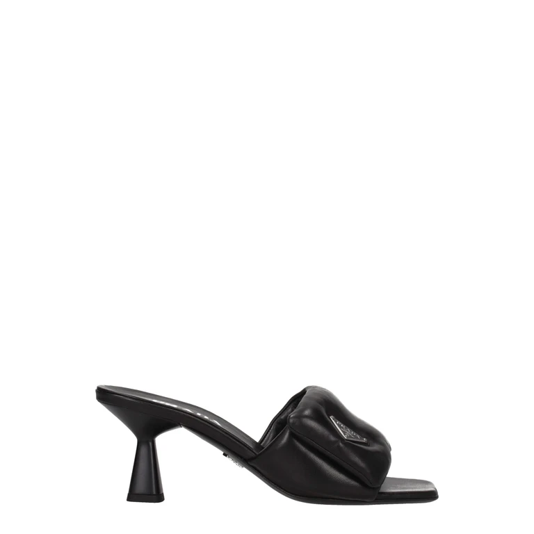 Prada Black Leather Platform Sandals - Women
