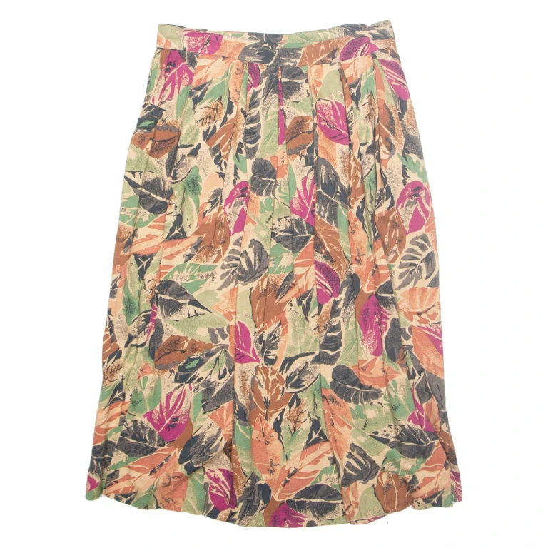 EASY PIECES Womens A-Line Skirt Beige Midi Floral M