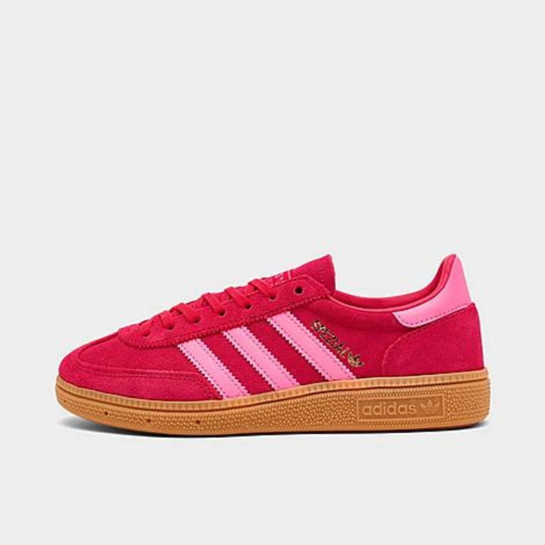Big Kids Originals Handball Spezial Casual Shoes in Ruby Red/Lucid Pink/Gum Size: 3.5
