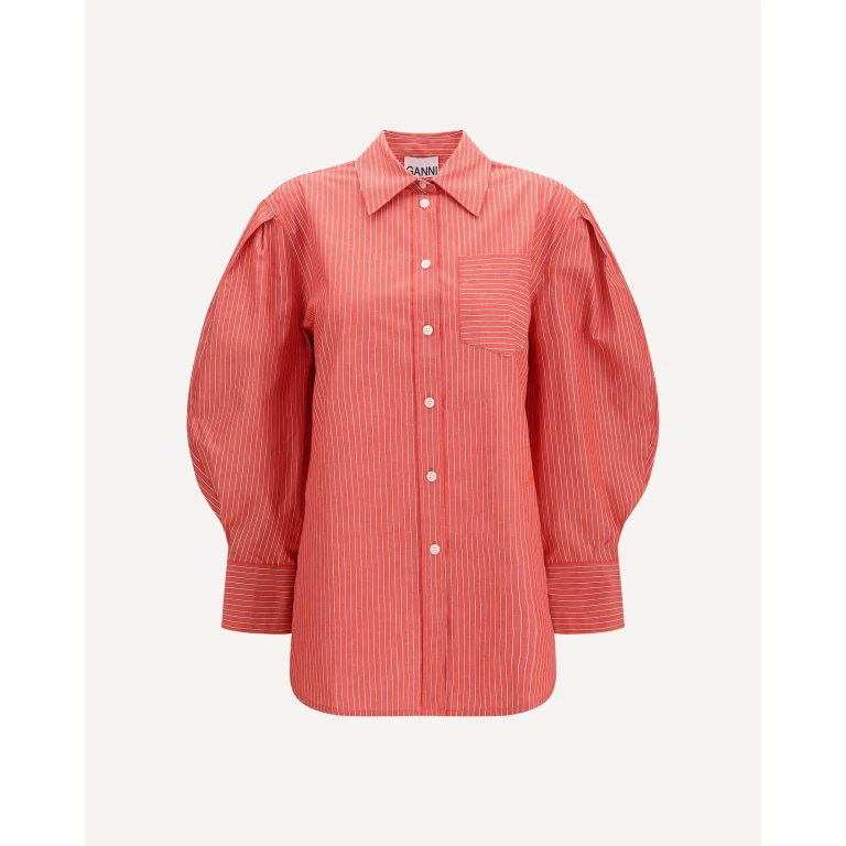 GANNI Striped cotton Shirt with balloon sleeves Female 36
