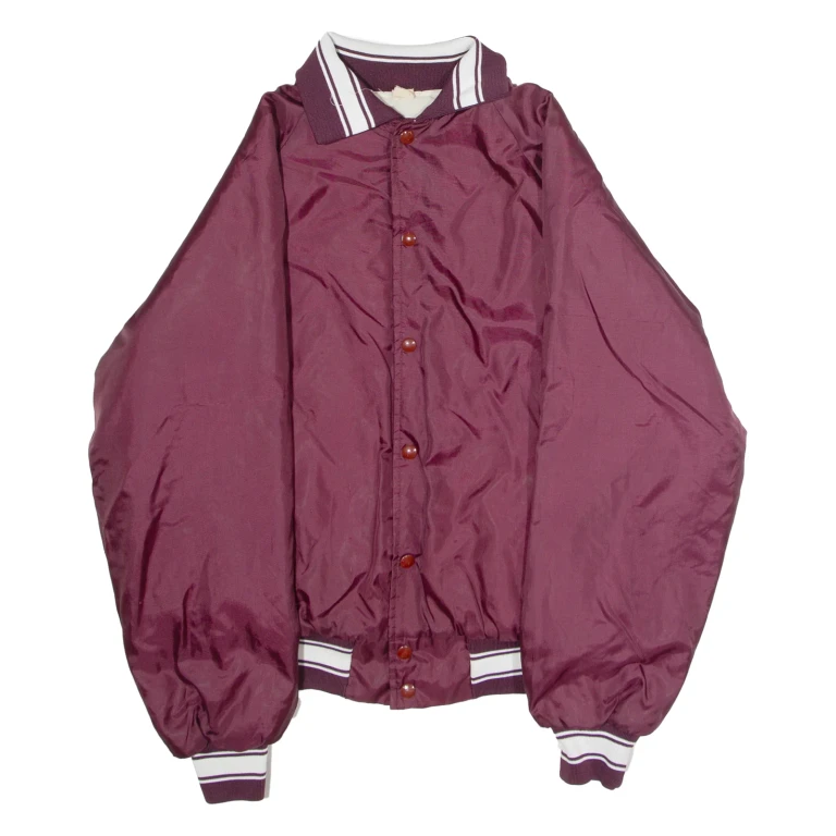 7275 Civil Engineering San Vito A.S. Italy Mens Bomber Jacket Maroon Satin Nylon 80s USA M