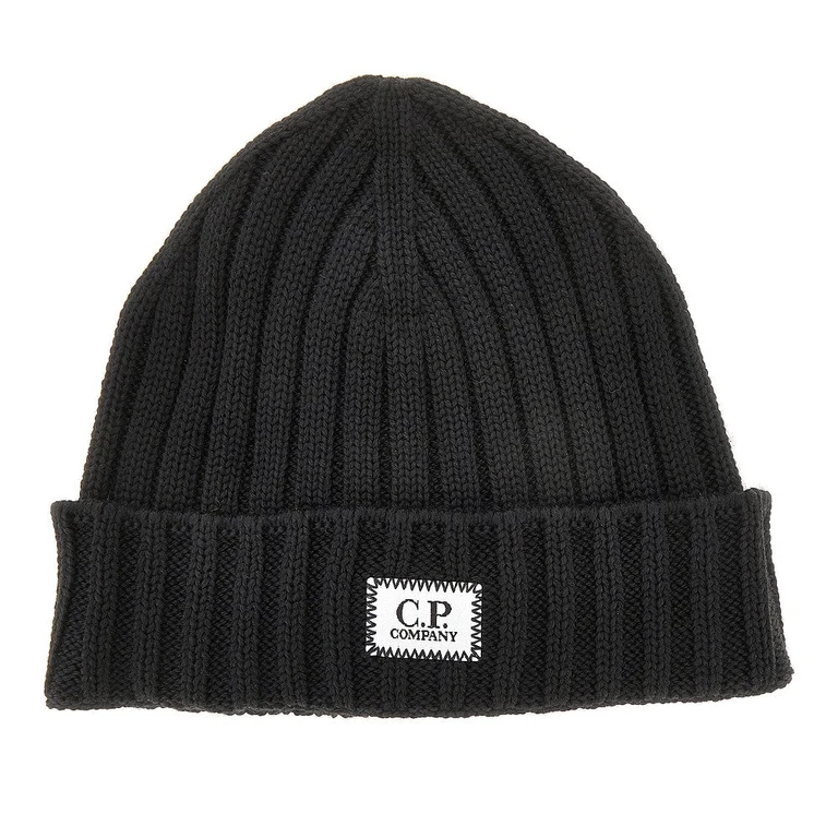 CP COMPANY Knitted beanie hat with logo patch Man One Size