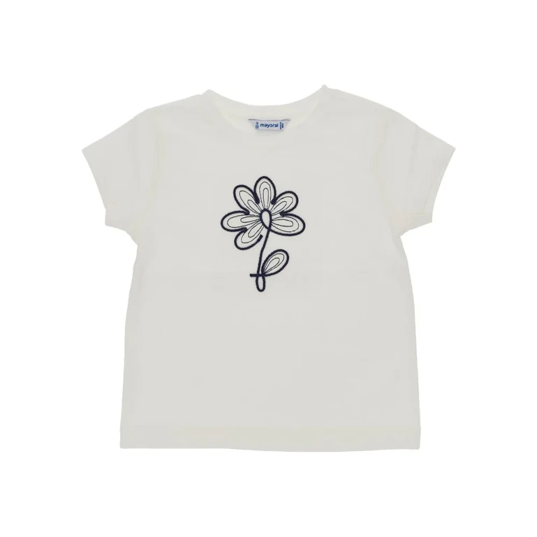 Stretch jersey t-shirt with floral embroidery Kids 5Y
