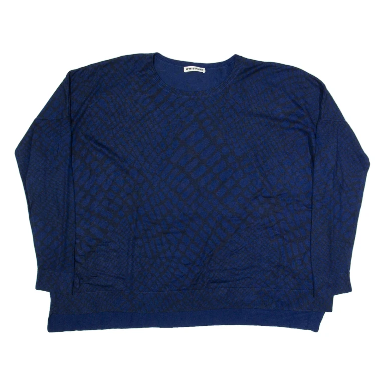 WHISTLES Oversized Womens Patterned Jumper Blue Tight Knit UK 6