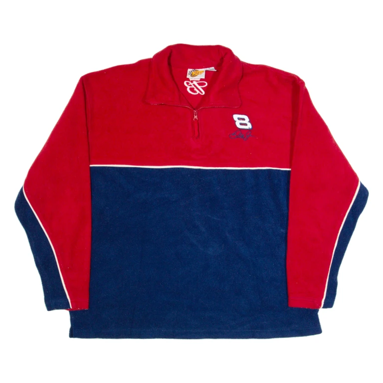 Vintage WINNERS CIRCLE Dale Earnhardt Jr Racing Mens Fleece Blue 1/4 Zip 90s XL