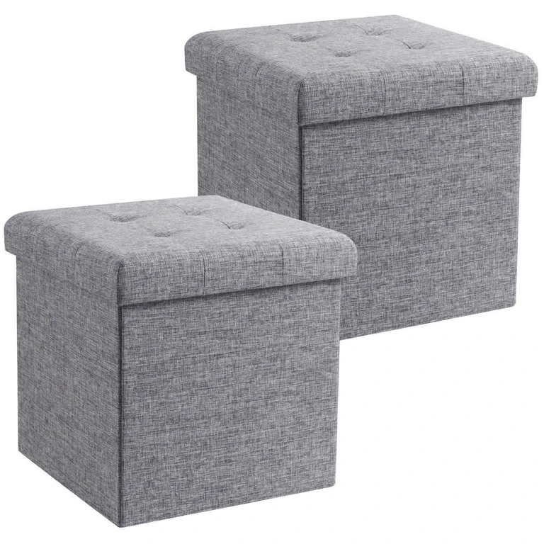 2 Pack Collapsible Square Cube Storage Ottoman, Perfect for Dorms, Livingroom and Bedroom