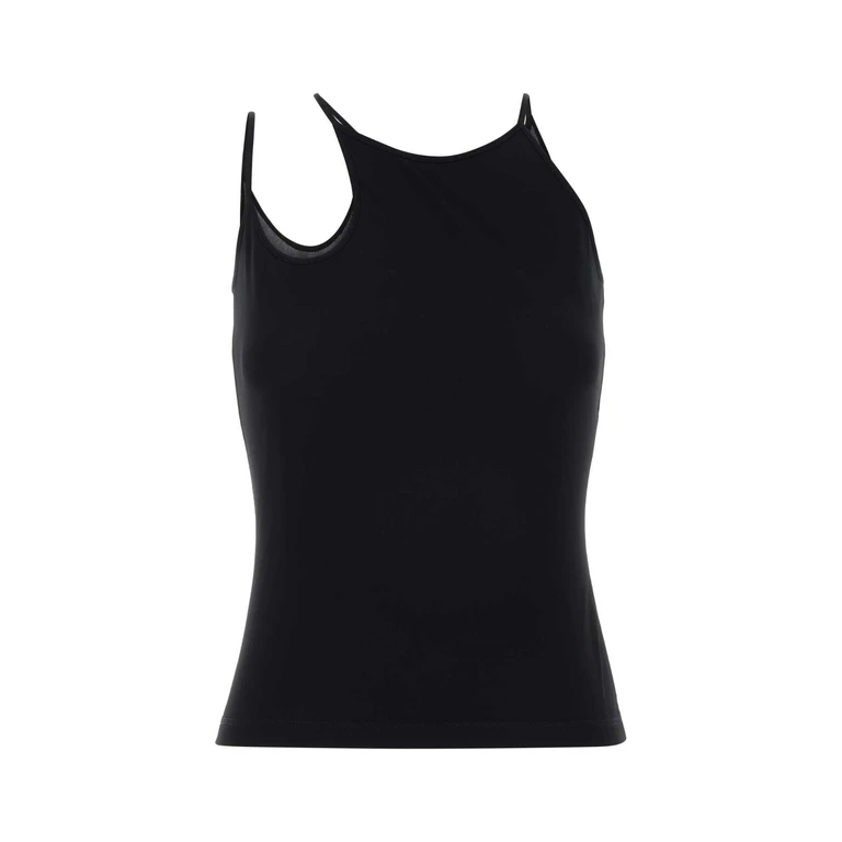 Black Mesh Tank Top Exterior: Viscose Maglie - Women