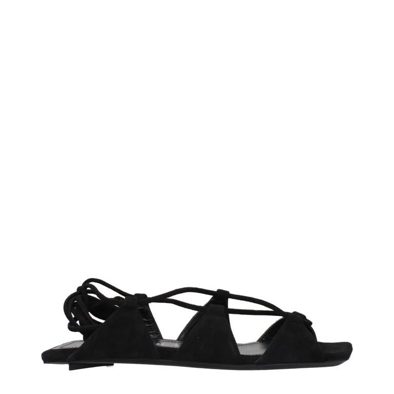 The Attico Black Leather Flat Sandals - Women