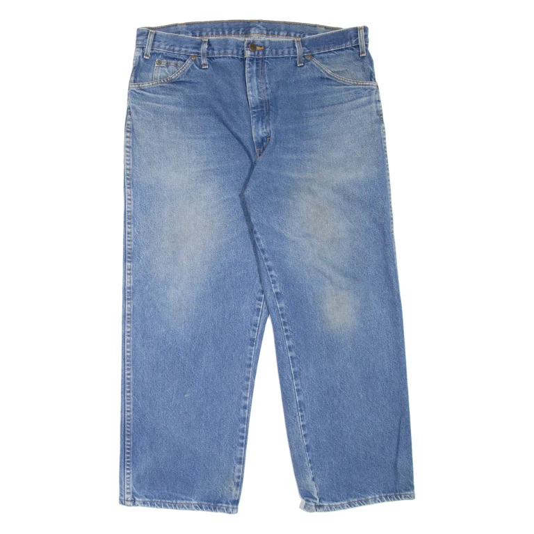 DICKIES Workwear Mens Jeans Blue Regular Tapered Stone Wash W36 L27