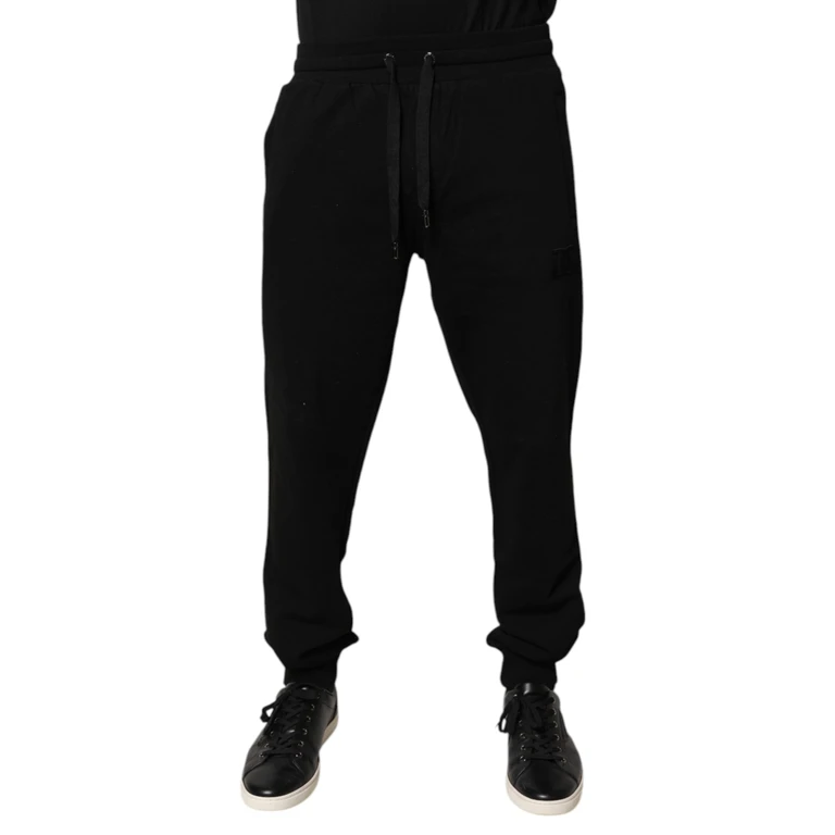 Dolce & Gabbana Black Cotton Mid Waist Jogger Sweatpants Pants - Men