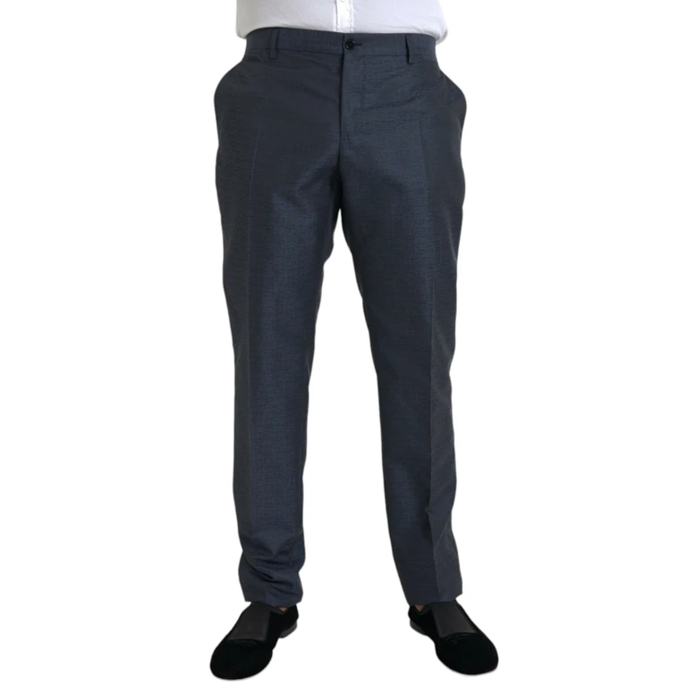 Dolce & Gabbana Blue Wool Men Skinny Dress Pants Virgin Polyester - Men