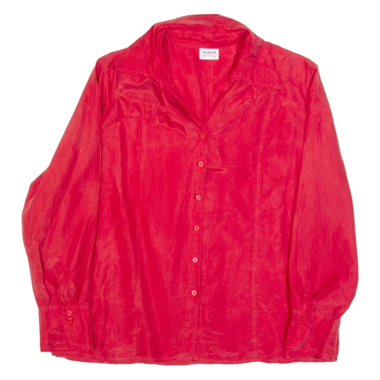KINGFIELD Womens Shirt Red Collared Long Sleeve L