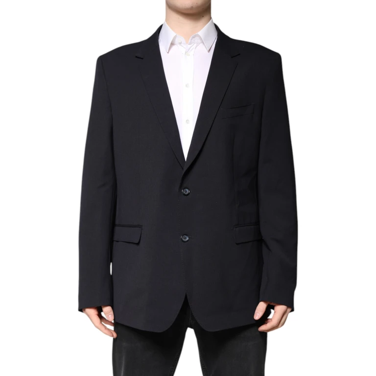 Dolce & Gabbana Dark Blue Wool Single Breasted Coat Blazer Clothing - Men