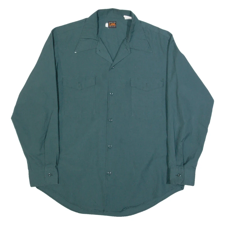 LEE Mens Plain Shirt Blue Long Sleeve L
