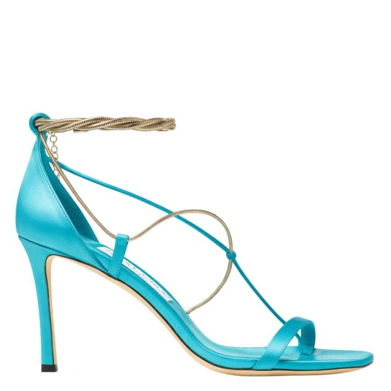 Oriana 75 Gold Chains Satin Sandals