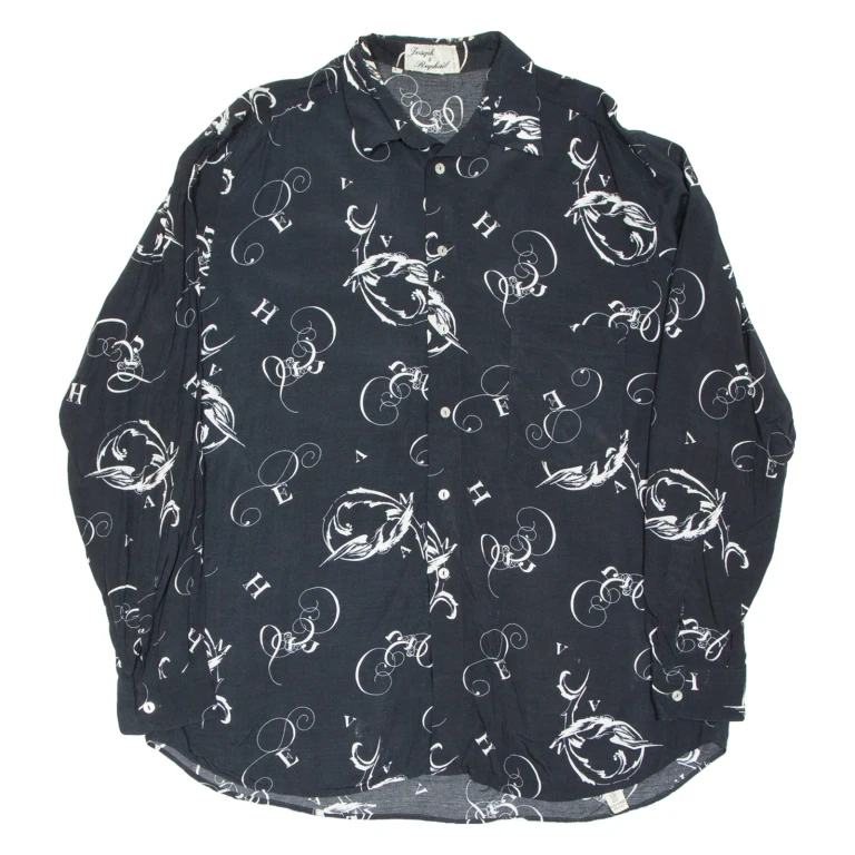 JOSEPH Mens Shirt Black Crazy Pattern Long Sleeve L