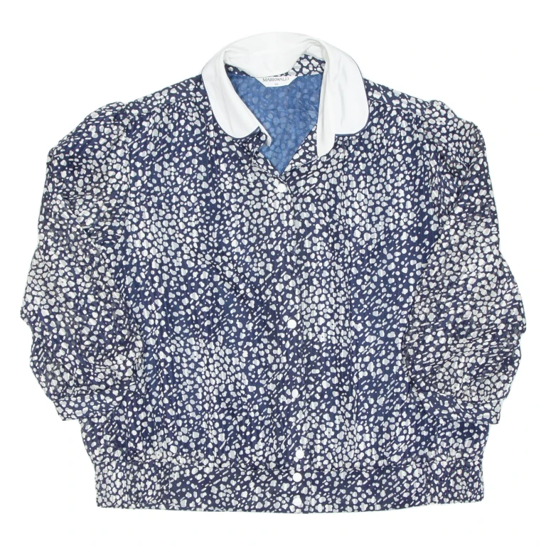 Womens Printed Blouse Blue V-Neck 3/4 Sleeve Spotted XL