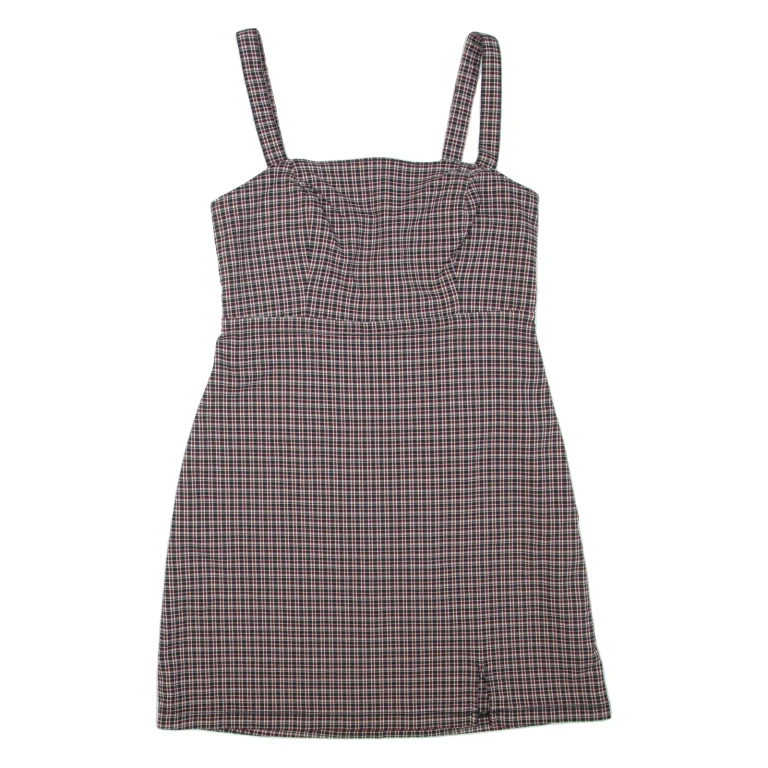 HOLLISTER Womens Mini Dress Black Viscose Check Sleeveless Short M