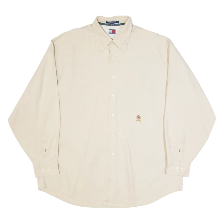 TOMMY HILFIGER Mens Shirt Beige Long Sleeve XL