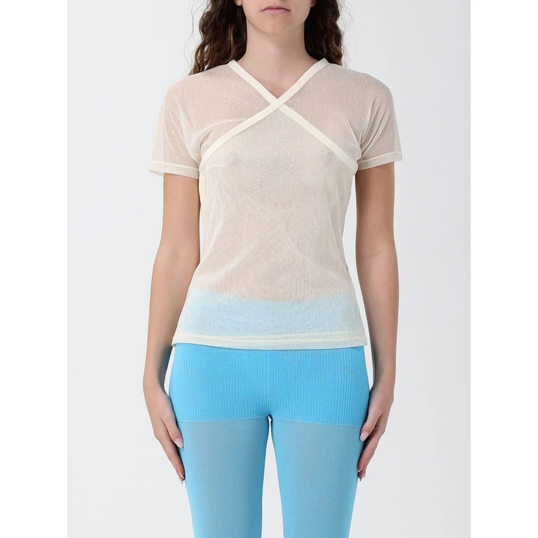 Contemporary Sheer V-Neck Top in Cotton Blend With Slim Fit (WD6201620)