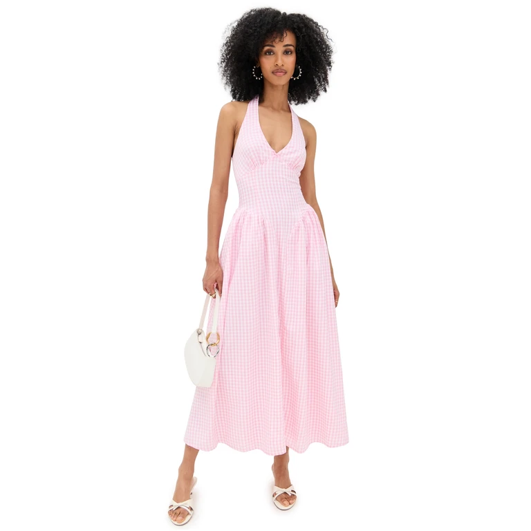 Runaway the Label Alicia Midi Dress Pink Gingham S