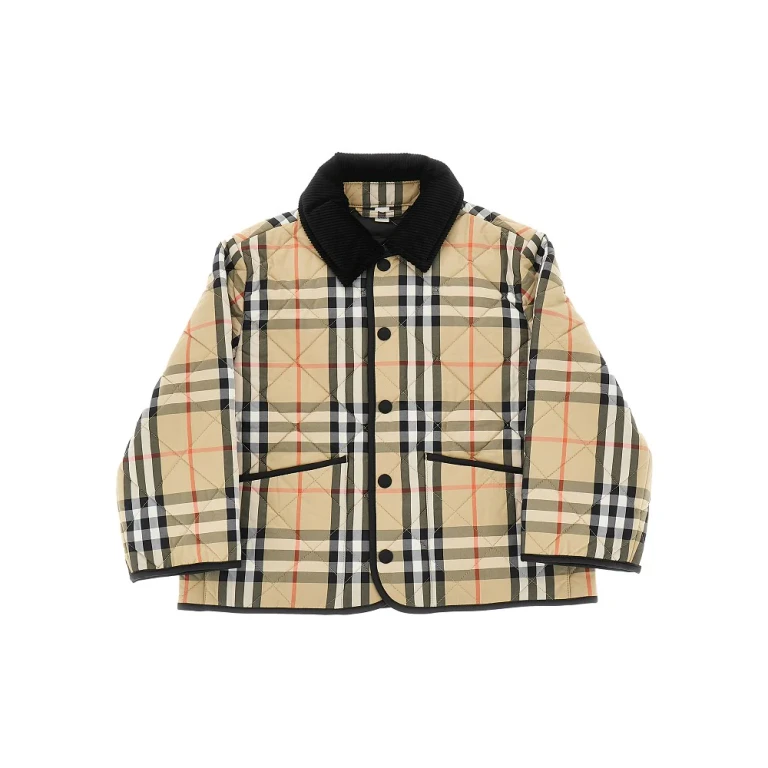 BURBERRY Check quilted jacket with corduroy collar Kids 8Y