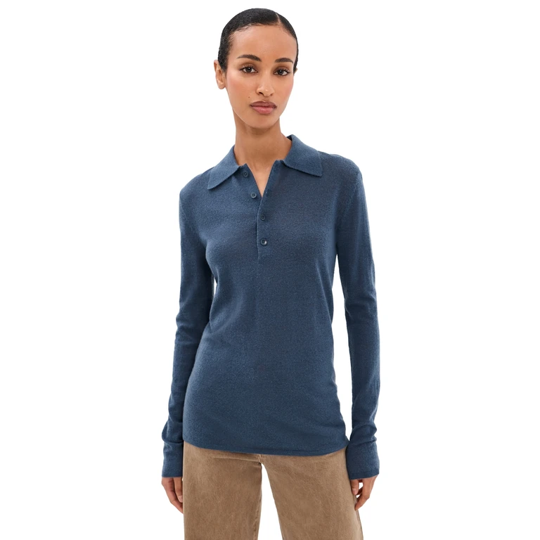 Mercerized Soft Wool Polo Blue Fog S
