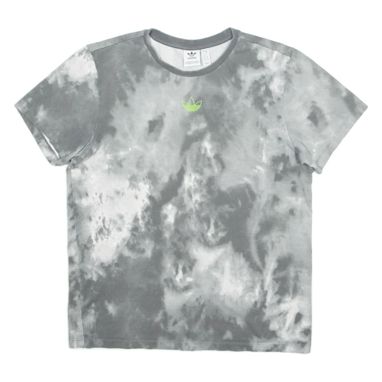ADIDAS ORIGINALS Tie-Dye Womens T-Shirt Grey Crew Neck UK 8