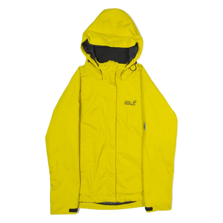 JACK WOLFSKIN Womens Rain Jacket Yellow Hooded UK 8