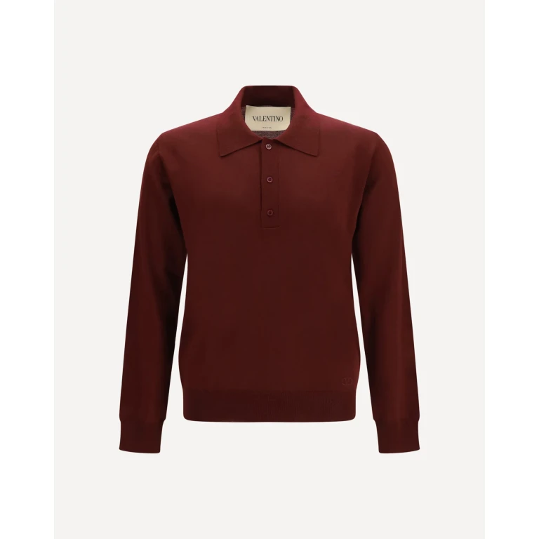 VALENTINO Long-sleeve wool Polo with VLogo Male XL