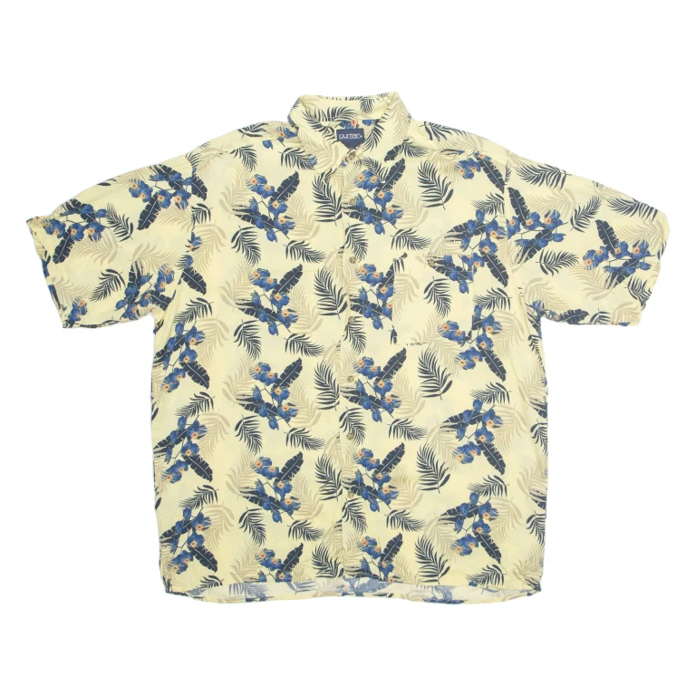 PURITAN Womens Hawaiian Shirt Yellow Viscose Floral L