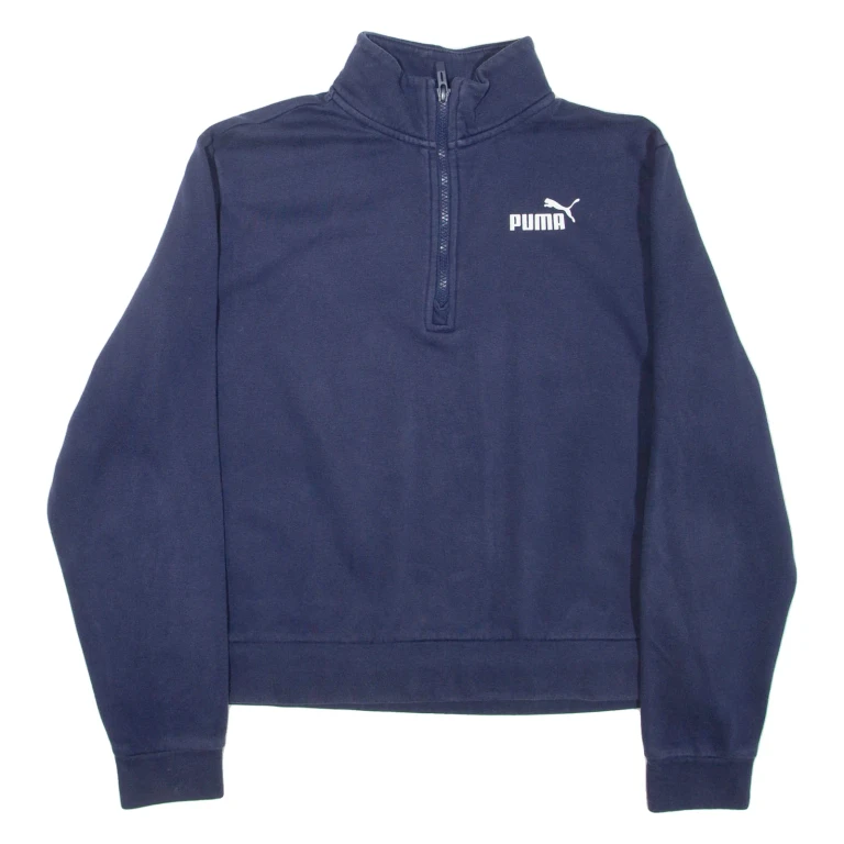 PUMA Womens Sweatshirt Blue 1/4 Zip L